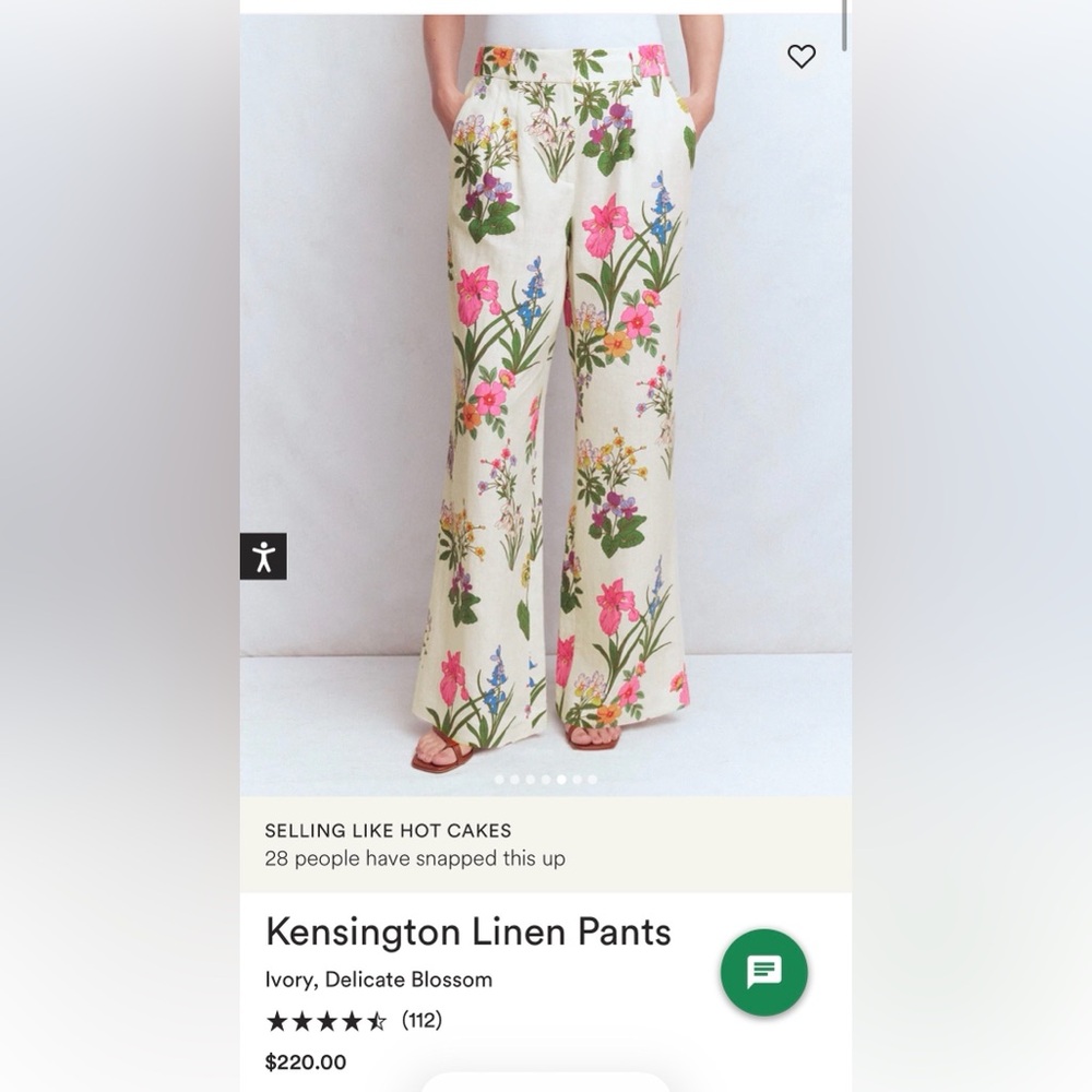 Boden linen pants NWT Kensington linen pants 8 Wide-Leg Floral current $220 - Picture 2 of 14